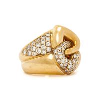 BULGARI, YELLOW GOLD AND DIAMOND 'DOPPIO CUORE' RING