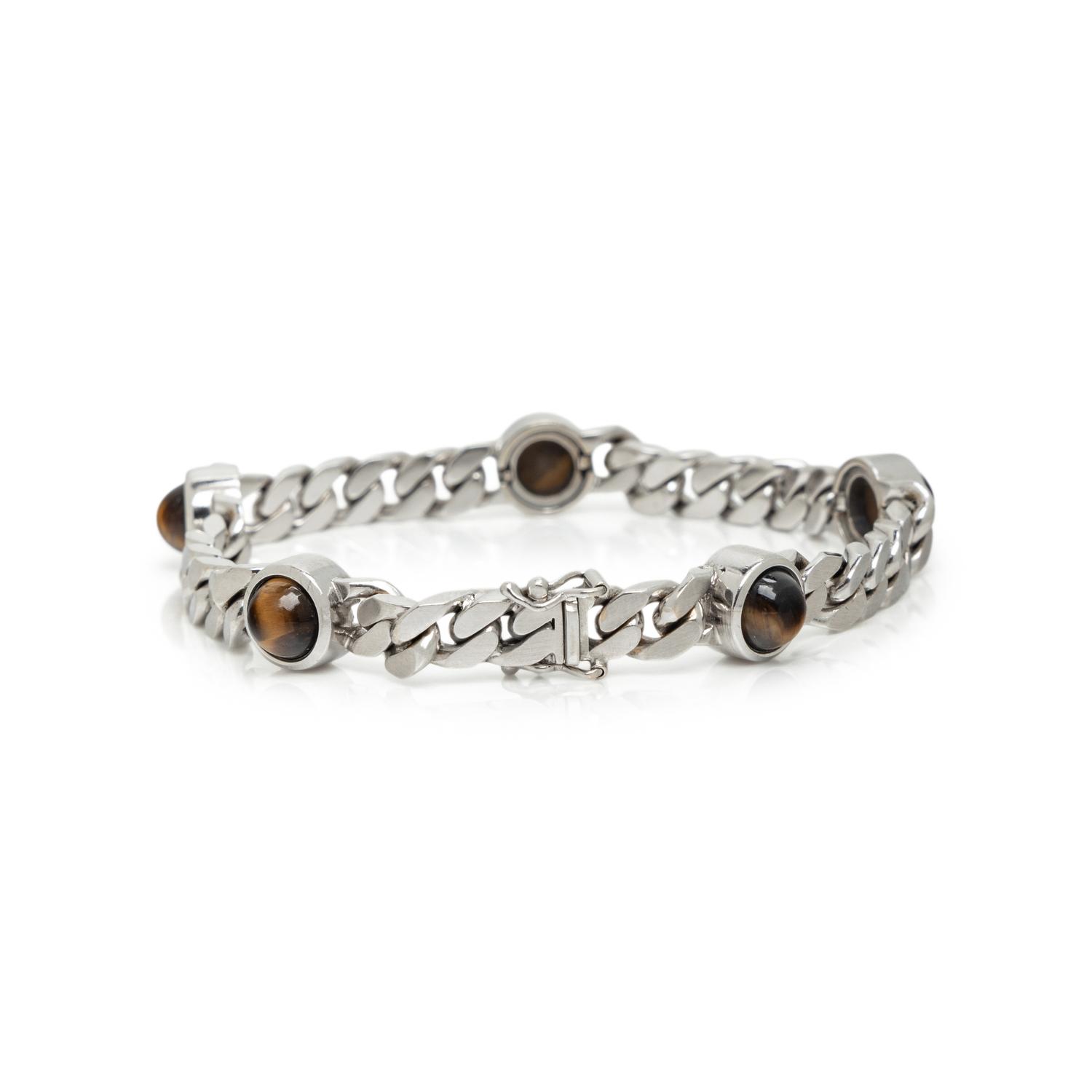 WHITE GOLD AND TIGER'S EYE BRACELET