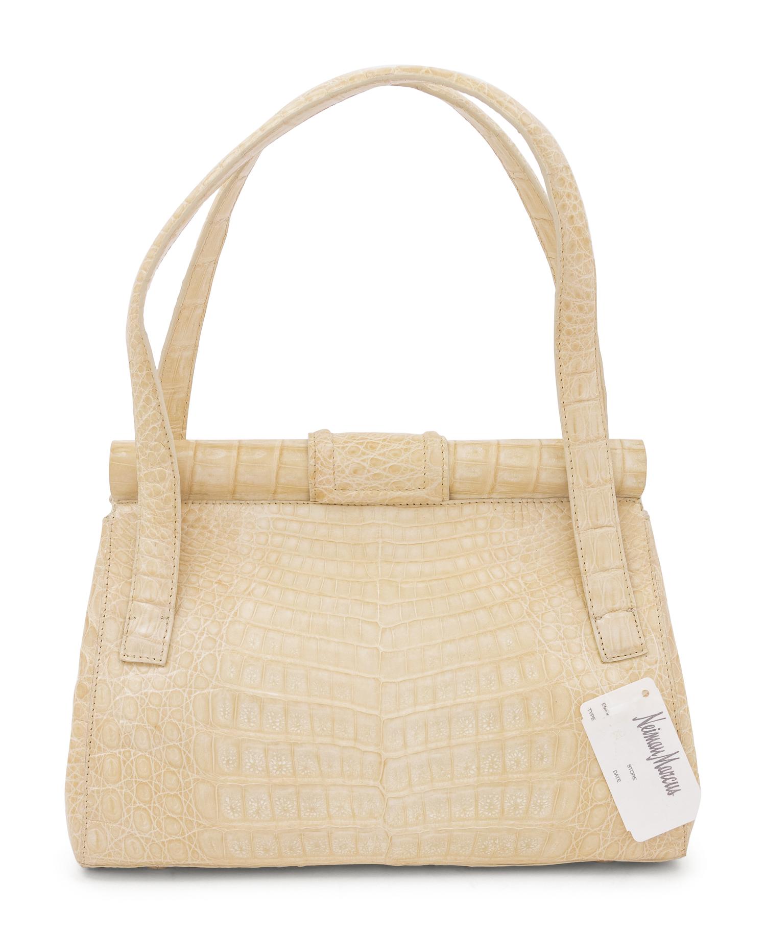 Nancy Gonzalez White Crocodile Frame Bag, 2000s