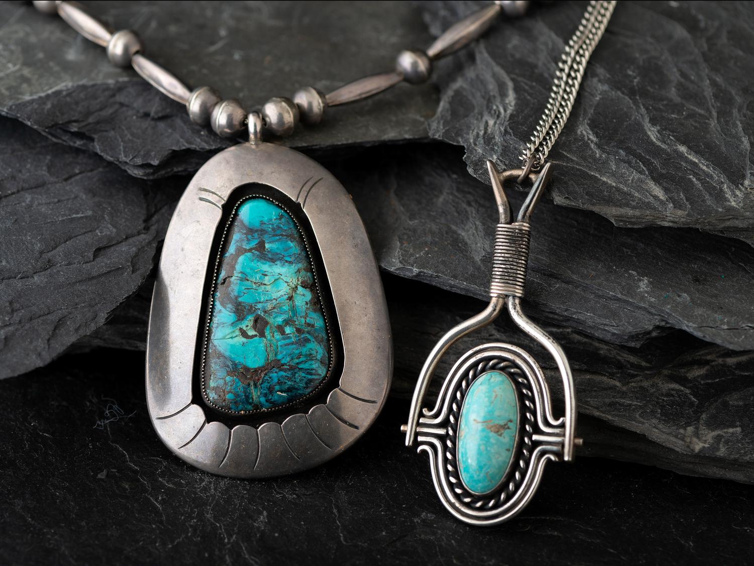 Navajo Silver and Turquoise Necklaces