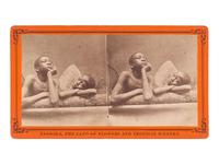 [EARLY PHOTOGRAPHY]. Stereoview of young African American cherubs inspired by Raphael.