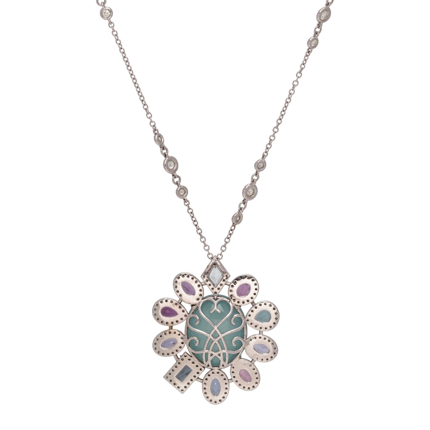 MULTIGEM AND DIAMOND PENDANT/NECKLACE