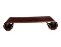 A Chinese Silver Wire Inlaid Scroll-Form Hardwood Stand