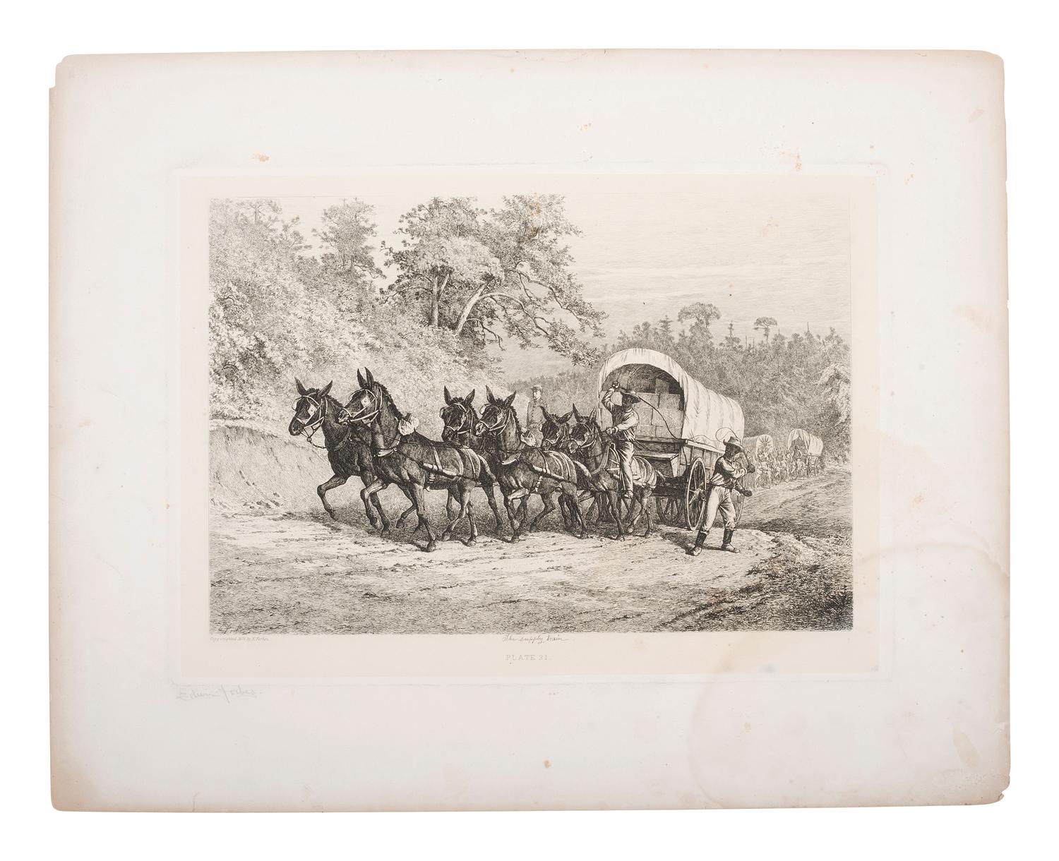 [CIVIL WAR]. FORBES, Edwin (1839-1895), artist. Two etchings signed. Plates 31 & 39.