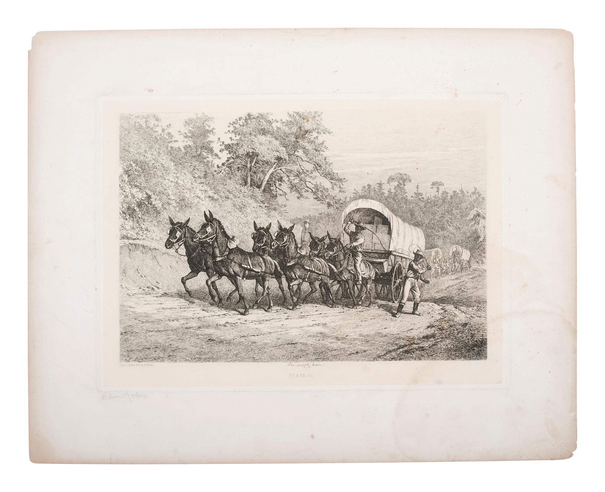 [CIVIL WAR]. FORBES, Edwin (1839-1895), artist. Two etchings signed. Plates 31 & 39.