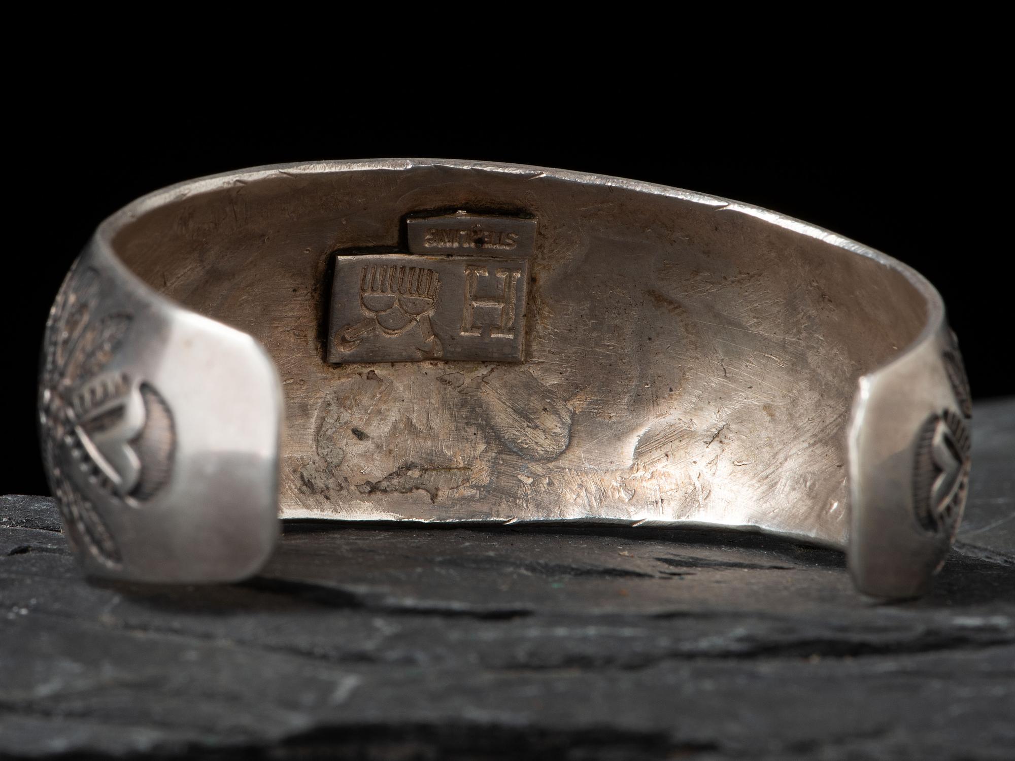 Heavily Stamped Sterling Silver Cuff Bracelet