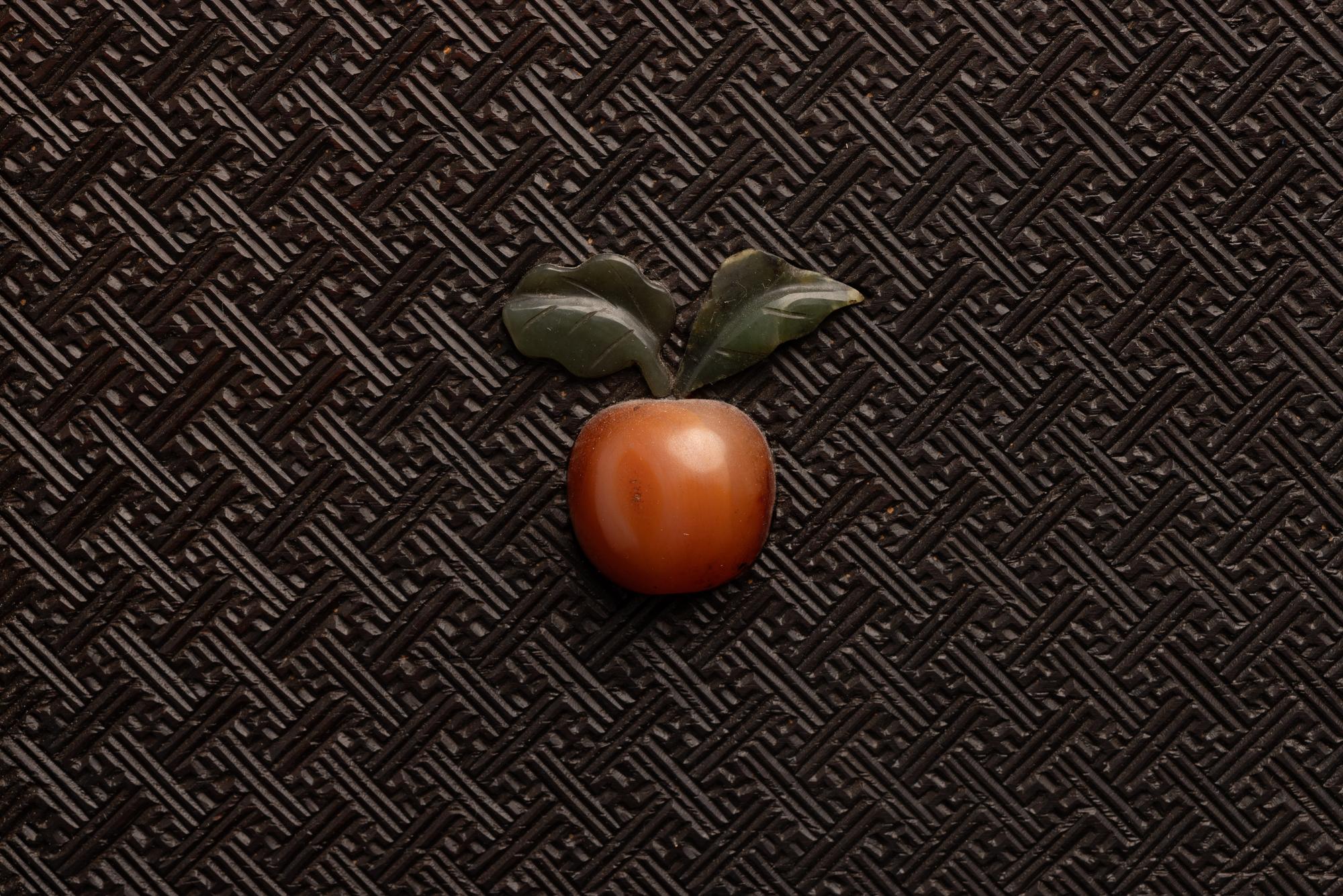 A Chinese Jade and Hardstone Inset Hardwood Wall Panel