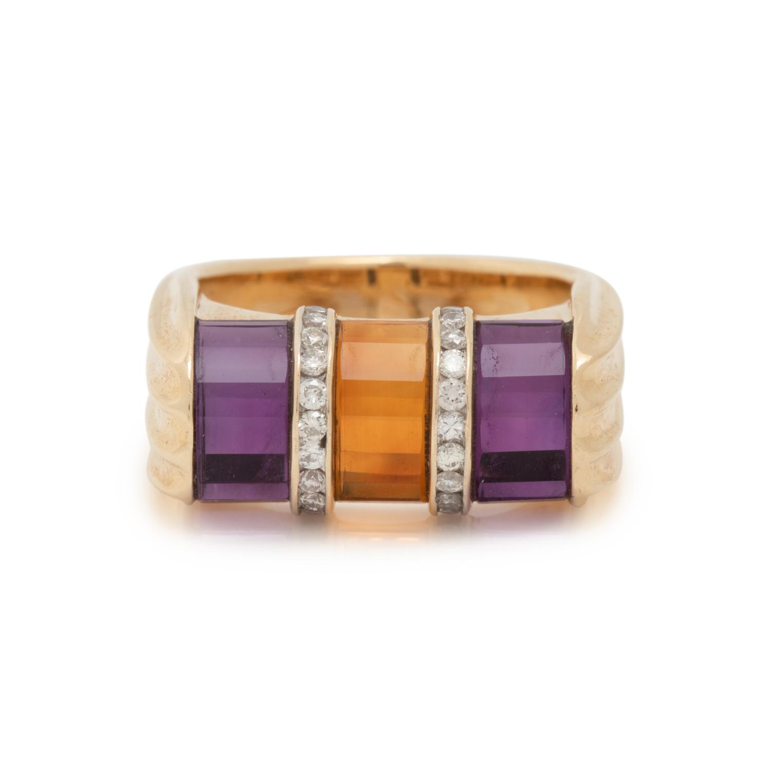 GEMSTONE AND DIAMOND RING