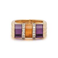 GEMSTONE AND DIAMOND RING