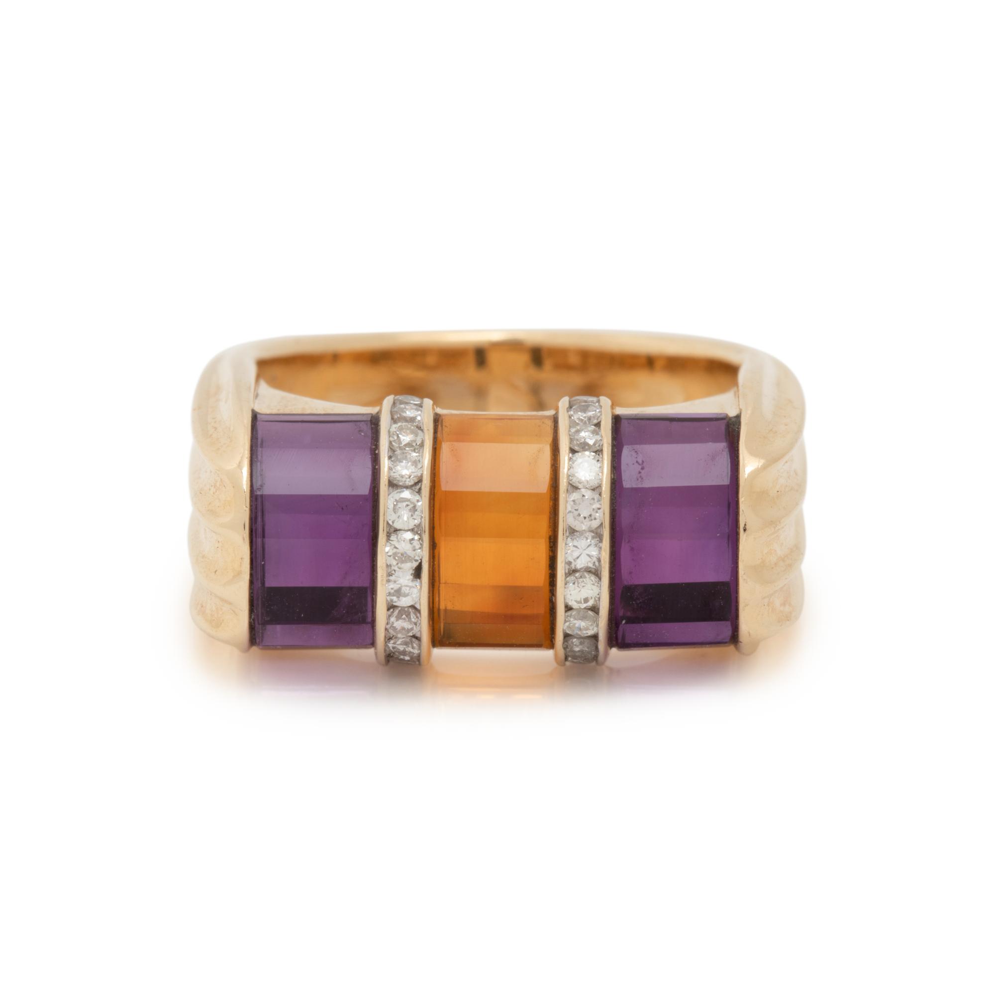 GEMSTONE AND DIAMOND RING