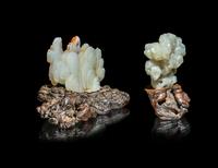 Two Chinese White Jade Schor's Rocks