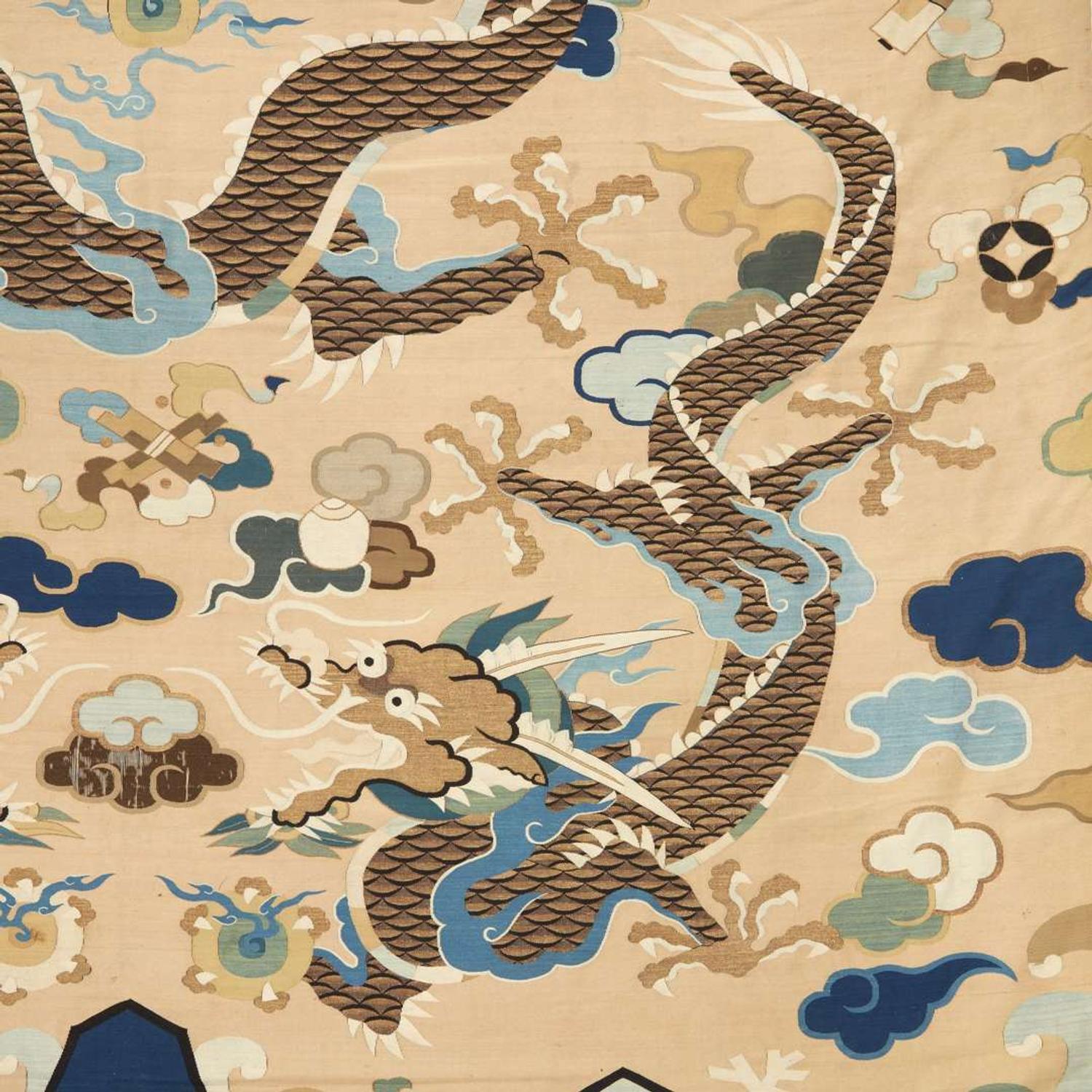 A large kesi tapestry "Dragons" panel