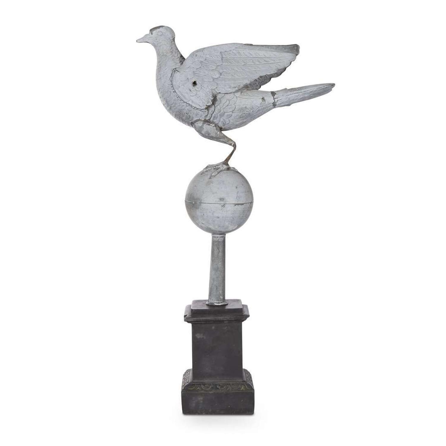 A full-bodied zinc weathervane of a pigeon late 19th/early 20th century