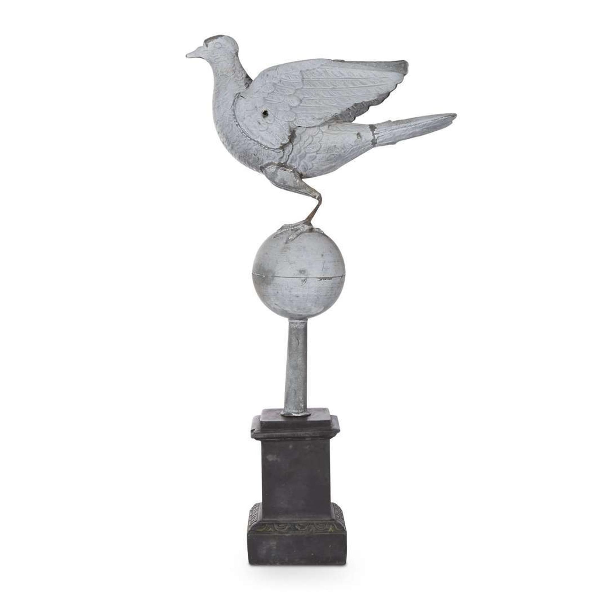 A full-bodied zinc weathervane of a pigeon late 19th/early 20th century
