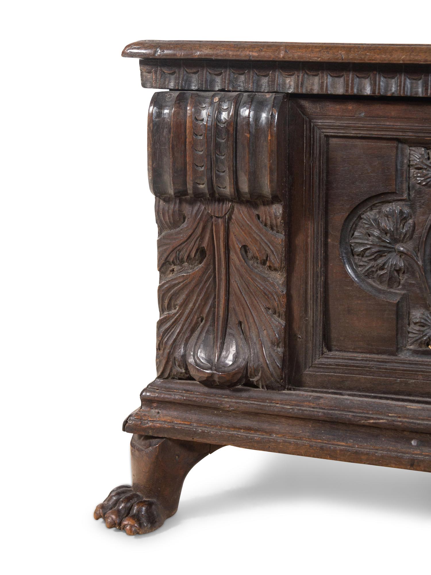 An Italian or Continental Carved Walnut Cassone