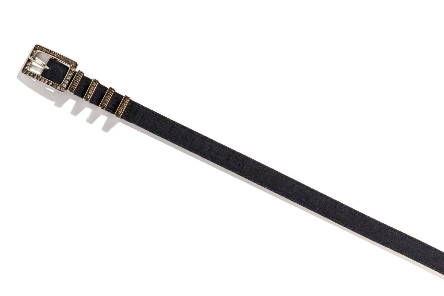 A Gianni Versace Black Silk Narrow Belt, Size 75/30.