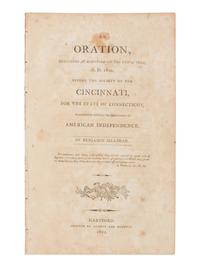 [Americana] Silliman, Benjamin. An Oration, Delivered at Hartford on the 6th of July, | A. D. 1802. Before the Society of the Cincinnati.. .