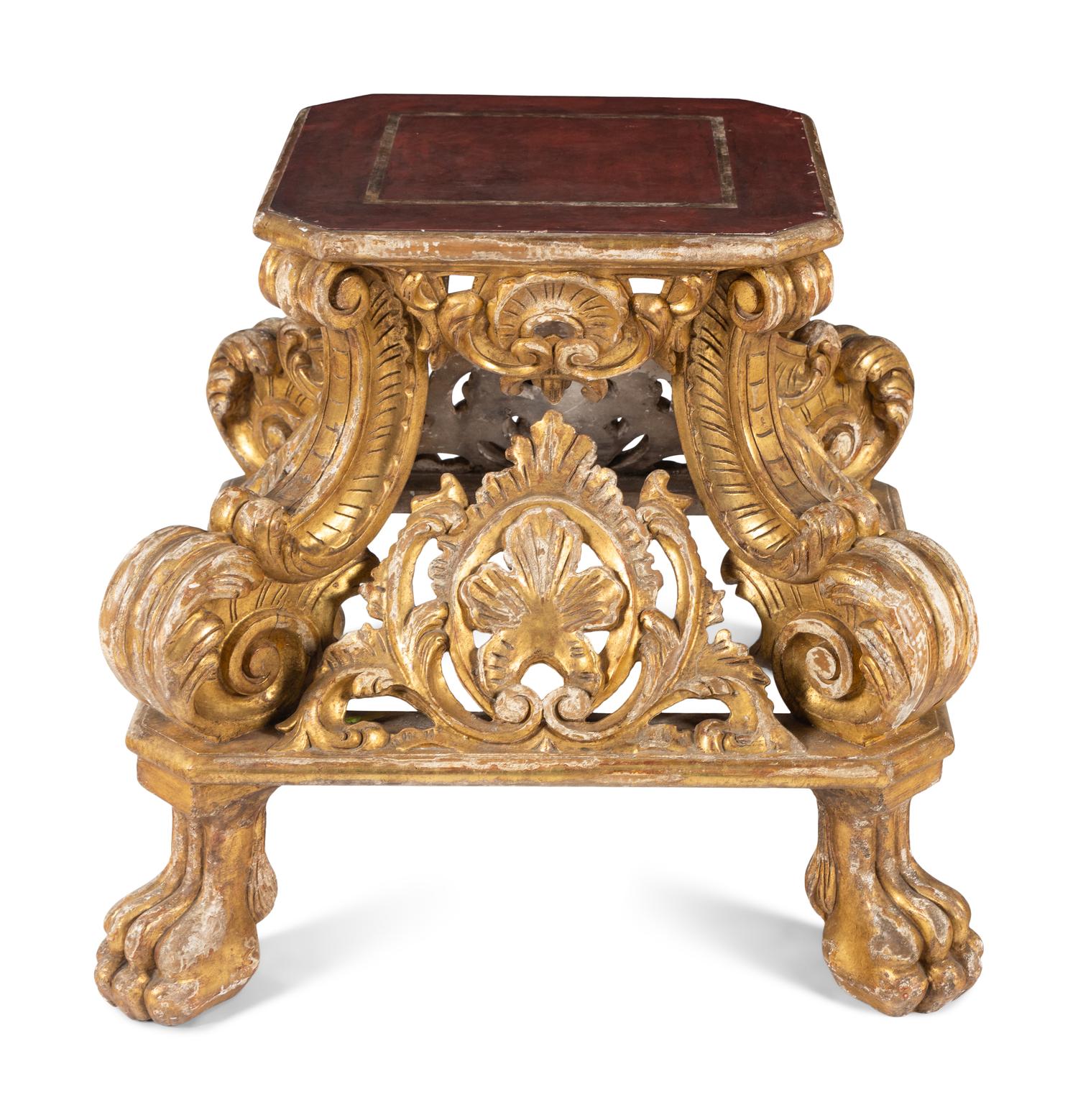A Continental Giltwood Stand Converted to a Table
