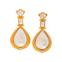 HIGH KARAT GOLD AND ROCK CRYSTAL EARRINGS