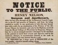 [MEDICINE]. A group of 2 broadsides issued to the public by physicians promoting or defending their practices during the 1840s, comprising: