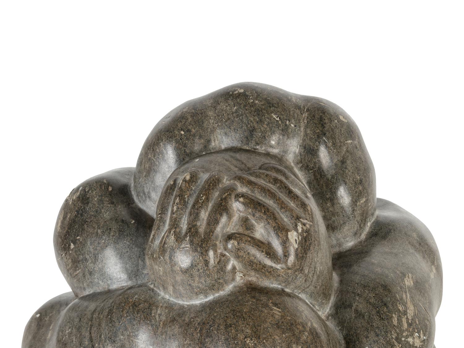 A Large Inuit Carved Stone Figural Group