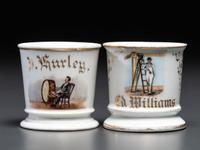Two Porcelain Occupational Shaving Mugs