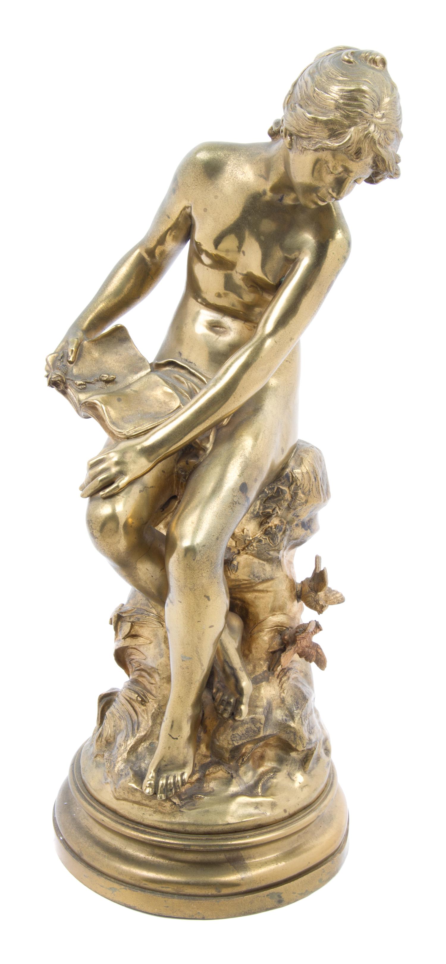 A French Gilt Bronze Figure Height 17 1/4 inches. — AFTER AUGUSTE MOREAU (1834-1917)