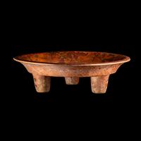A Maya Polychrome Terracotta Tripod Plate with Gods and Glyphs