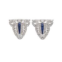 ART DECO, DIAMOND AND SAPPHIRE DOUBLE CLIP BROOCH