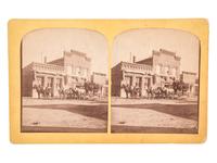 [MONTANA]-- [DAKOTA]. A group of 5 photographs, incl. buffalo, elk, and horses, highlighted by stereoview of horse-drawn wagon outside the "Pony Saloon" in Glendale, Montana by Henry W. Brown.