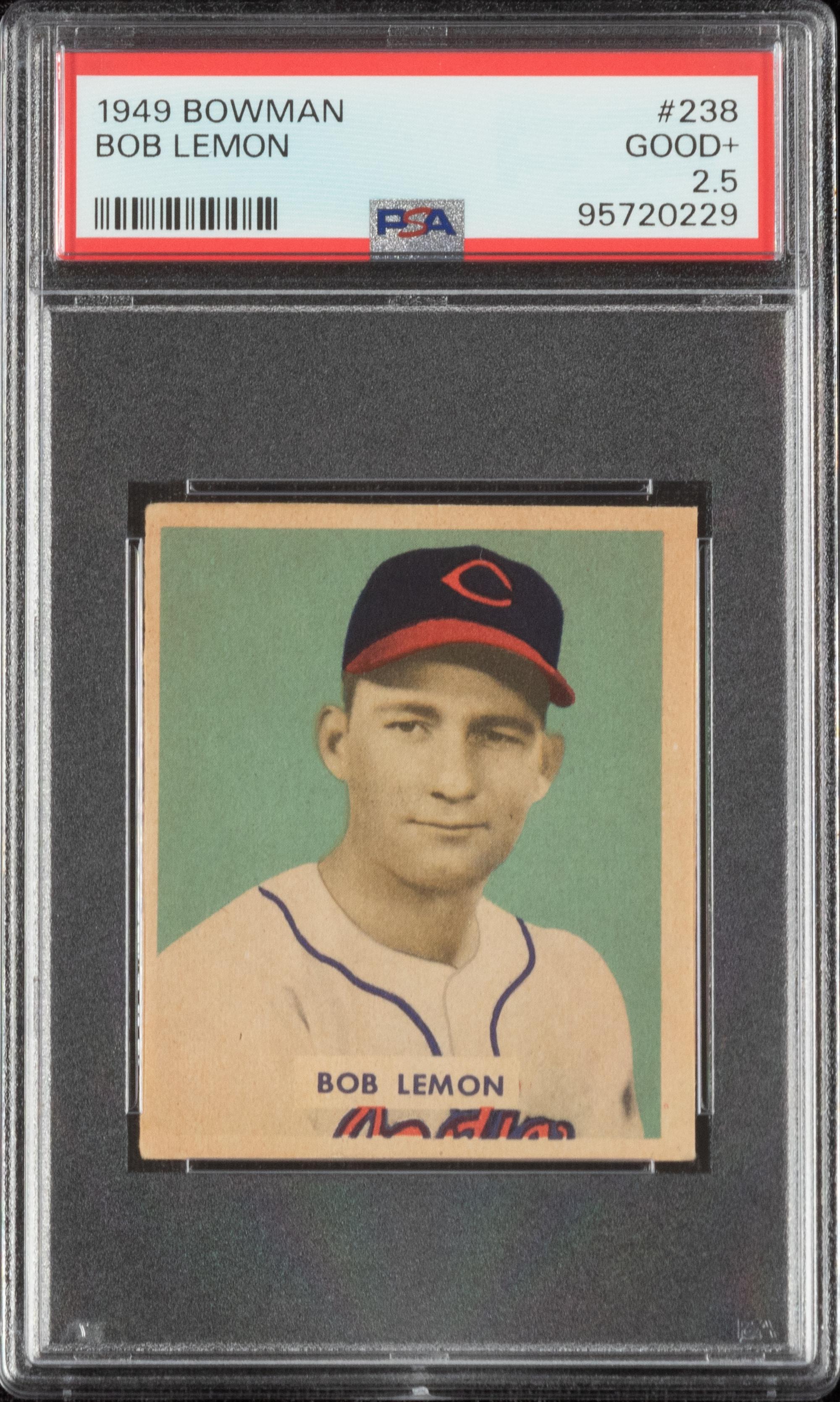 A 1949 Bob Lemon Rookie Baseball Card No. 238 (PSA 2.5 GOOD+)