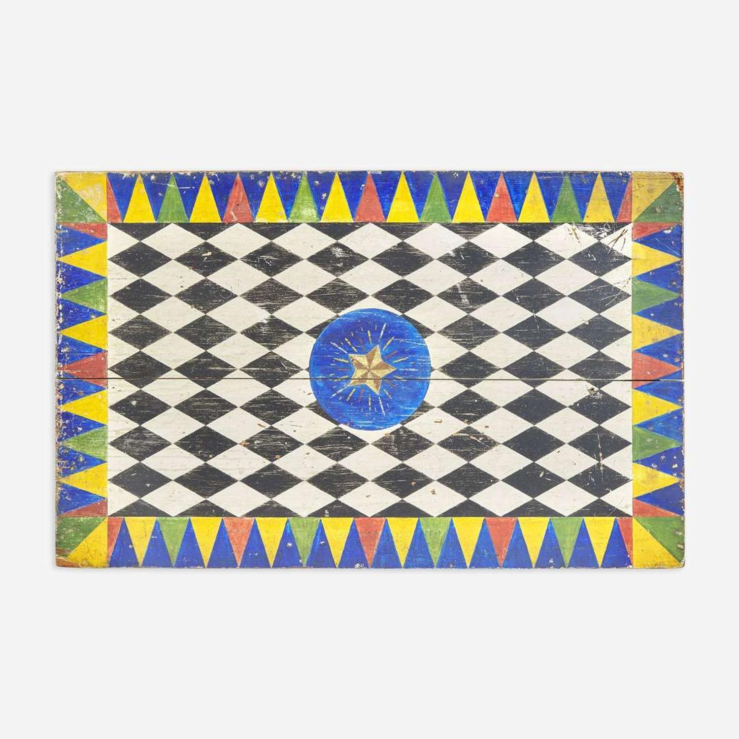 A painted wood game board late 19th century