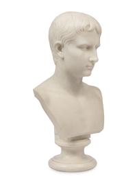 A Continental Carved Marble Bust of the Young Augustus