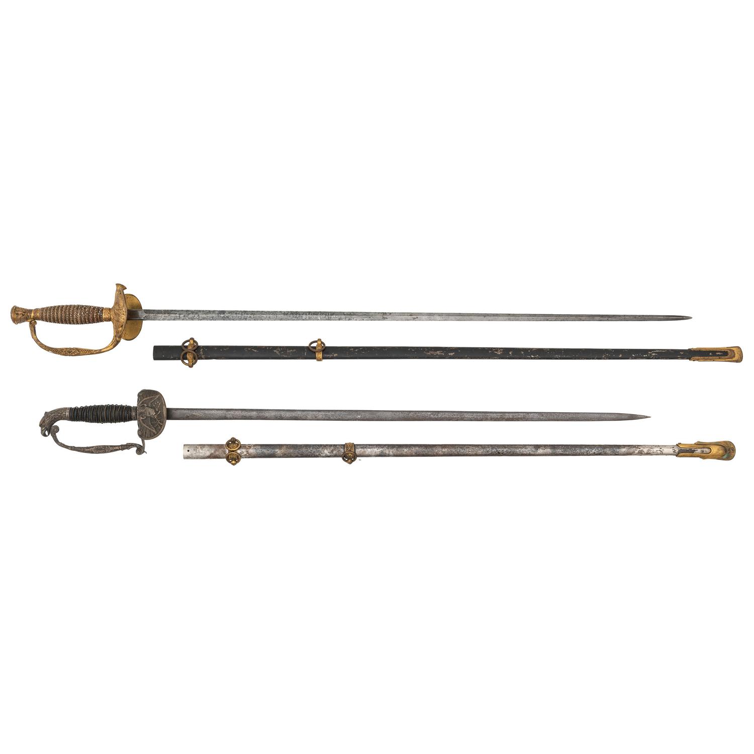 Lot of Two Post-Civil War US Staff and Field Officers Swords