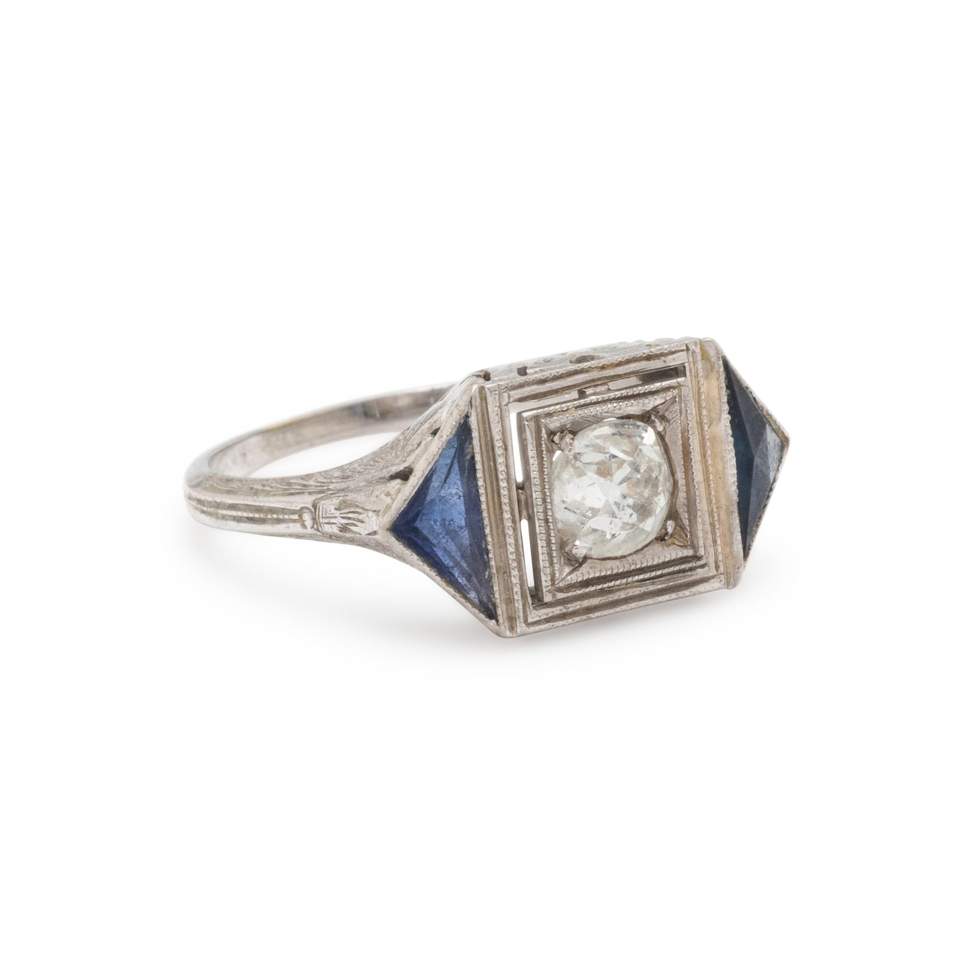 DIAMOND AND SYNTHETIC SAPPHIRE RING