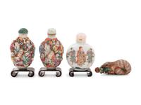 Four Chinese Famille Rose Porcelain Snuff Bottles
