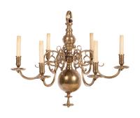 A Dutch Brass Six-Light Chandelier