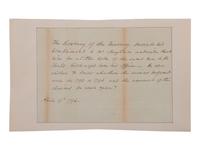 [FOUNDING FATHER]. HAMILTON, Alexander (1757-1804). Autograph note in Hamilton's hand, unsigned. 19 April 1794.