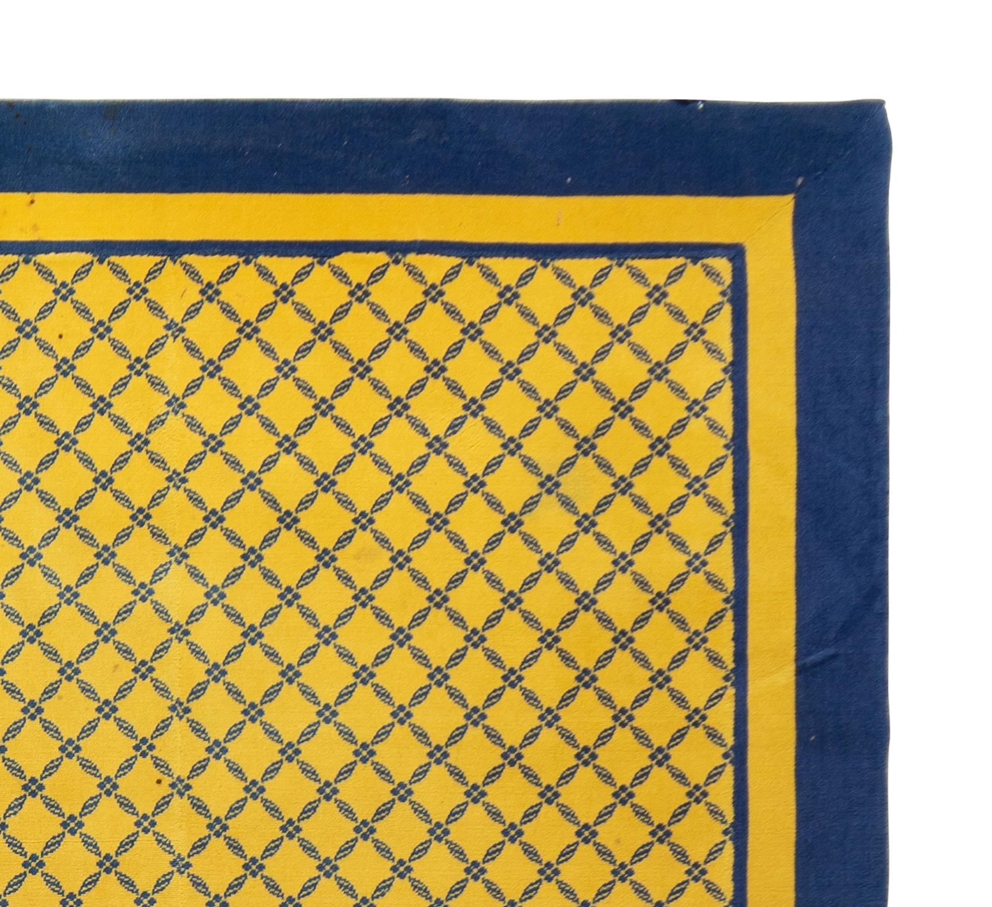 A Modern Blue and Yellow Wool Rug