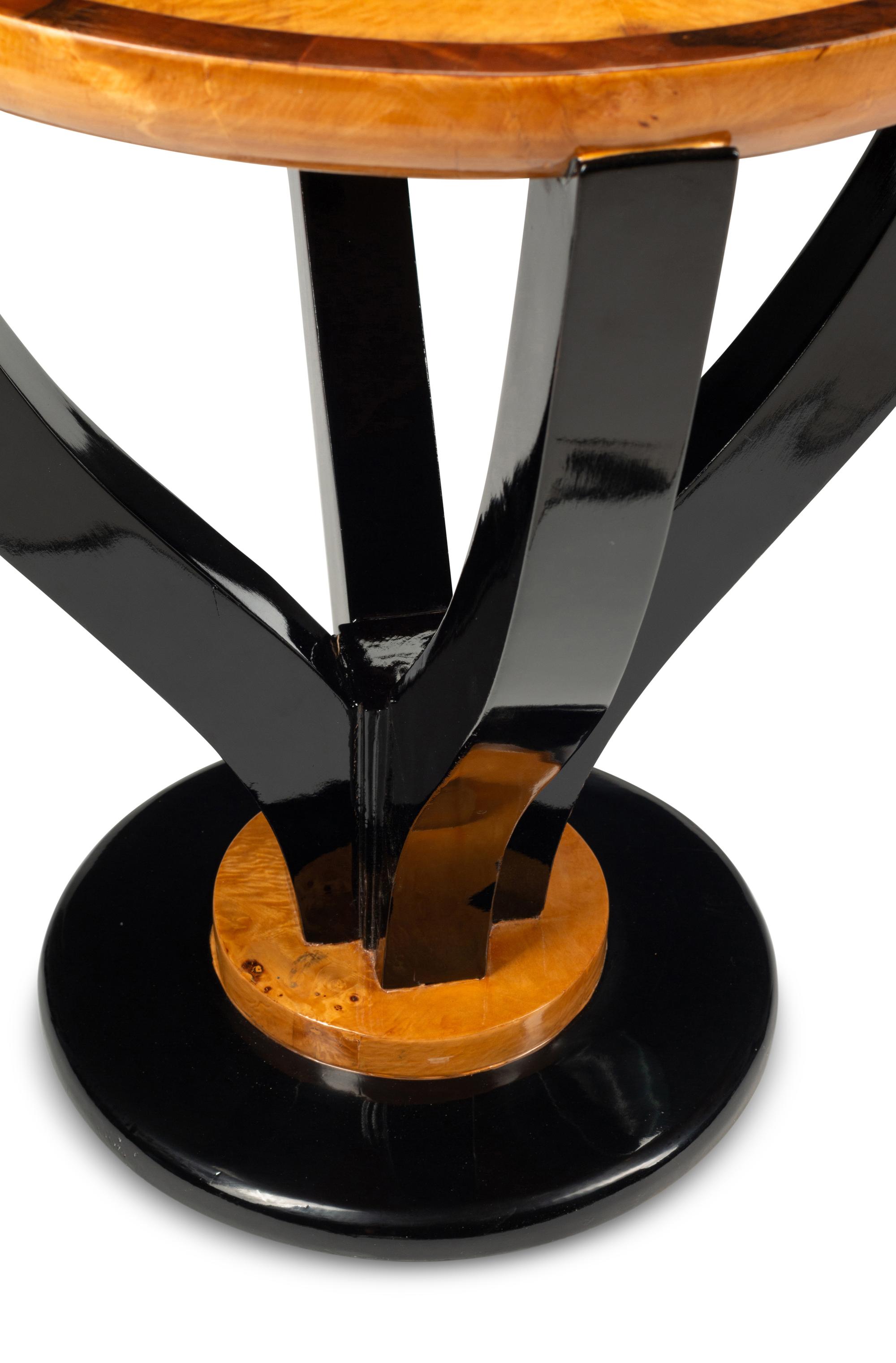A Pair of Modernist Part Ebonized Burlwood Side Tables