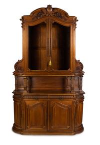 A Victorian Style Carved Walnut Buffet à Deux Corps — LATE 19TH/20TH CENTURY