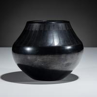 Blackware Pottery Jar, with Gunmetal Finish
