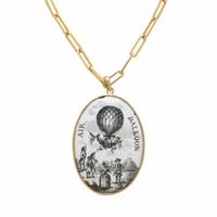 Yellow Gold, Enamel, and Copper Hot Air Balloon Pendant