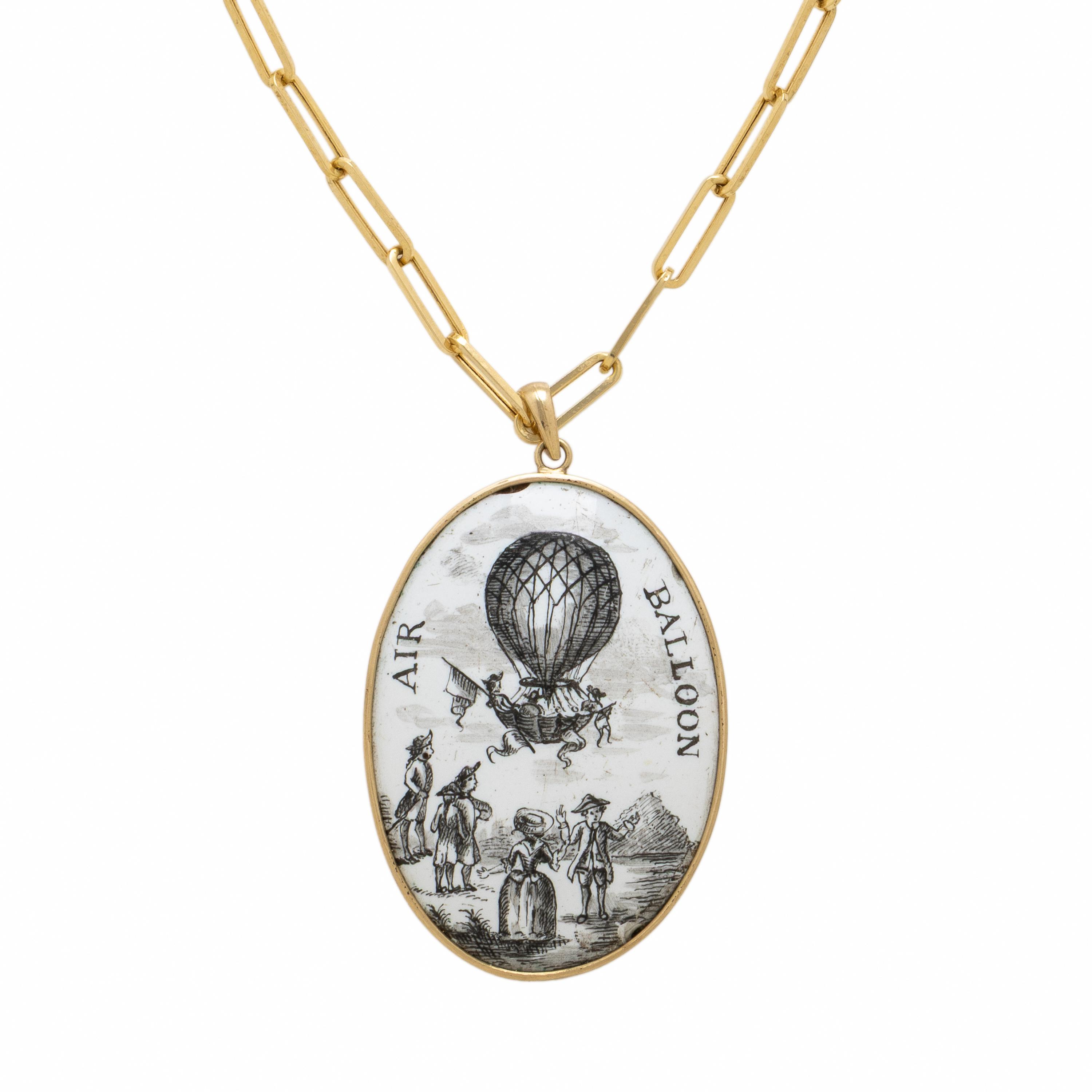 Yellow Gold, Enamel, and Copper Hot Air Balloon Pendant