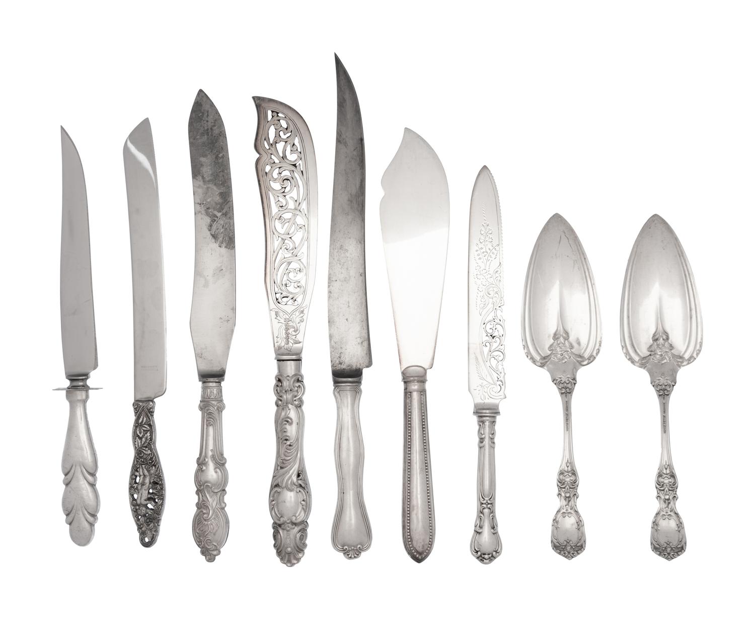 A Group of English and American Silver and Silver-Plate Flatware Articles