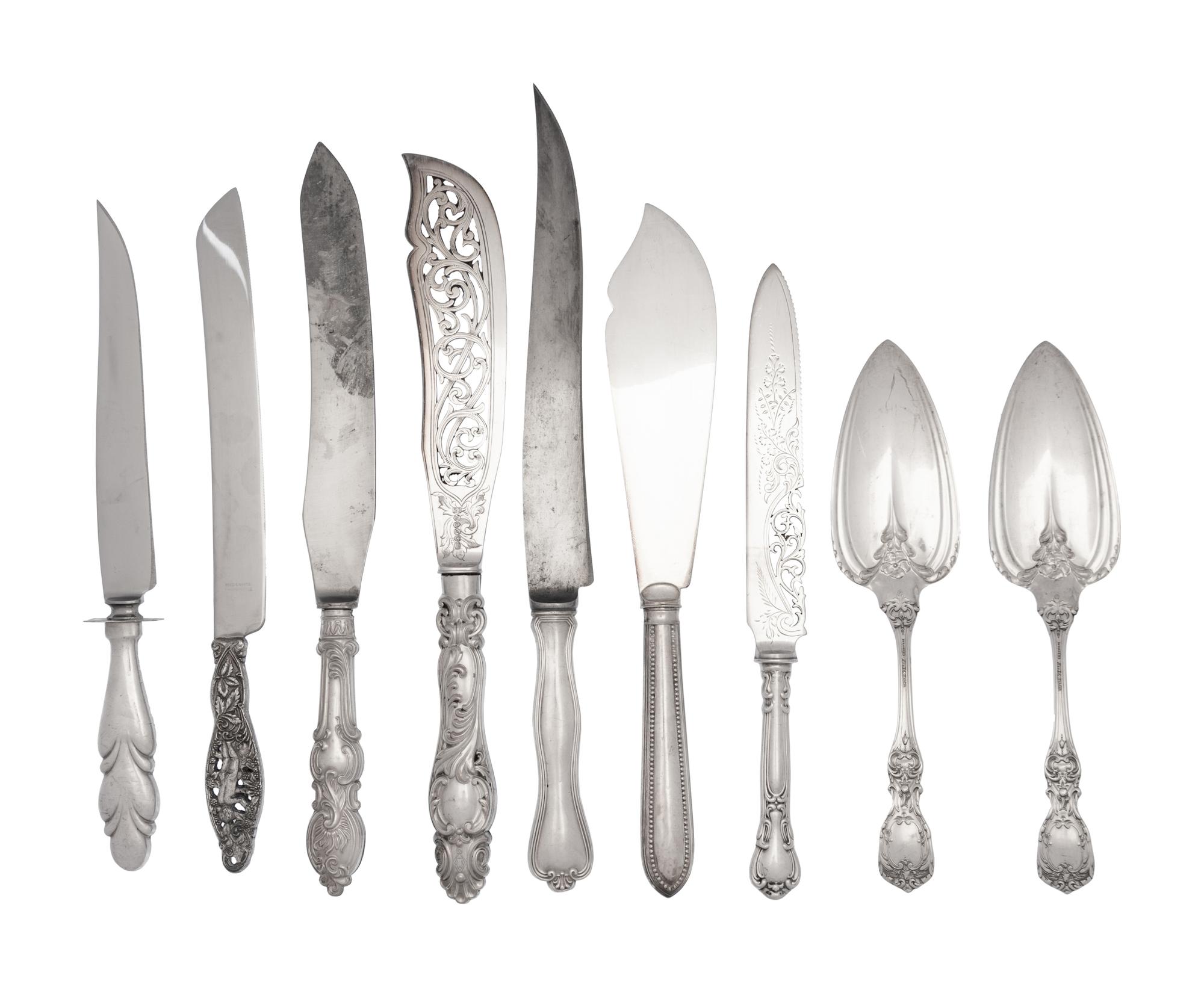 A Group of English and American Silver and Silver-Plate Flatware Articles