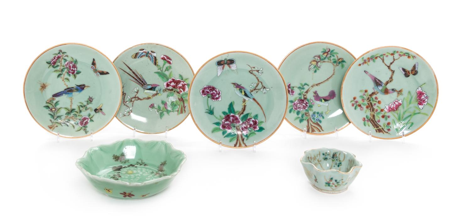 Seven Chinese Famille Rose Porcelain Articles