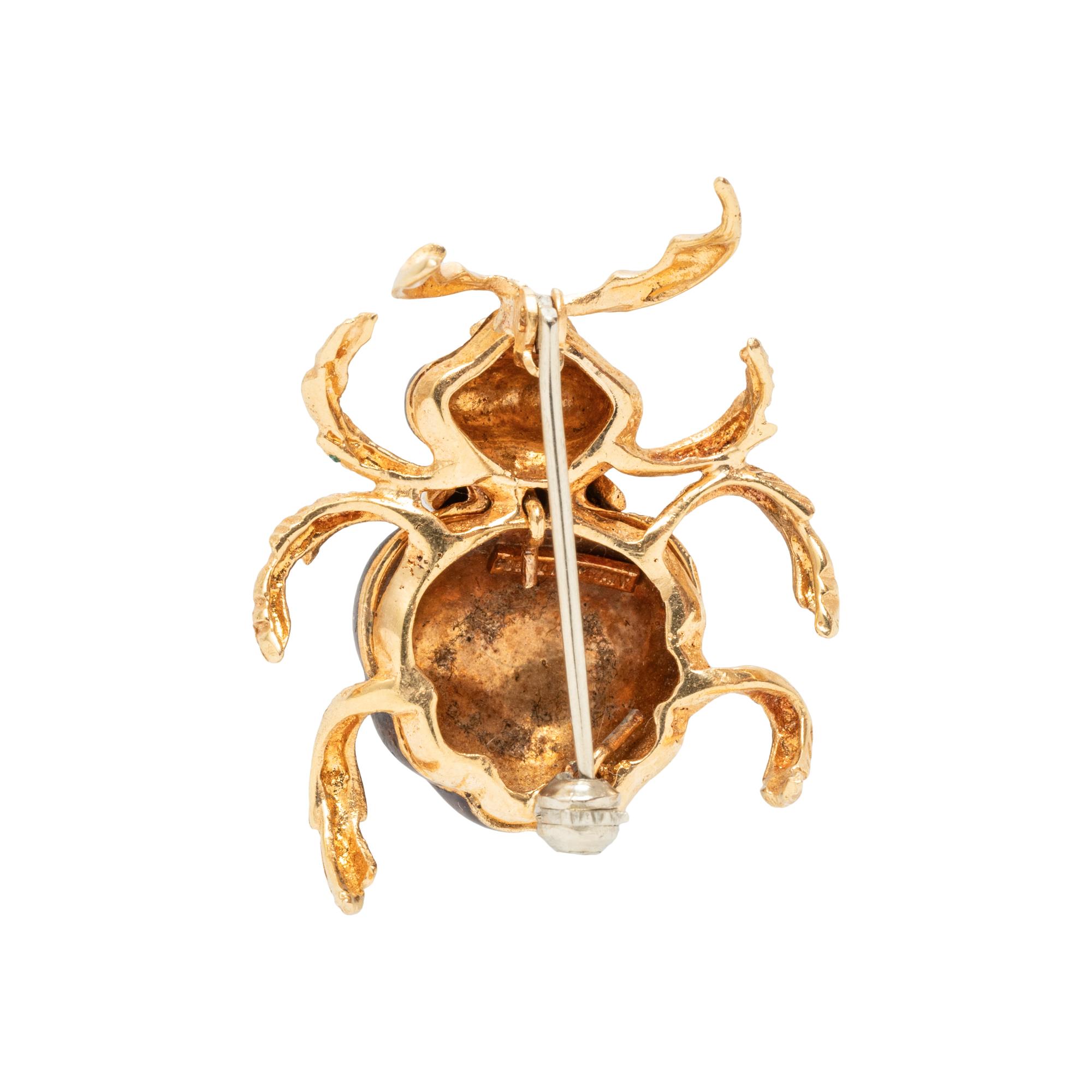 YELLOW GOLD AND ENAMEL BEETLE BROOCH