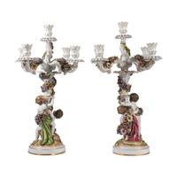 A Pair of Schierholz Porcelain Candelabra