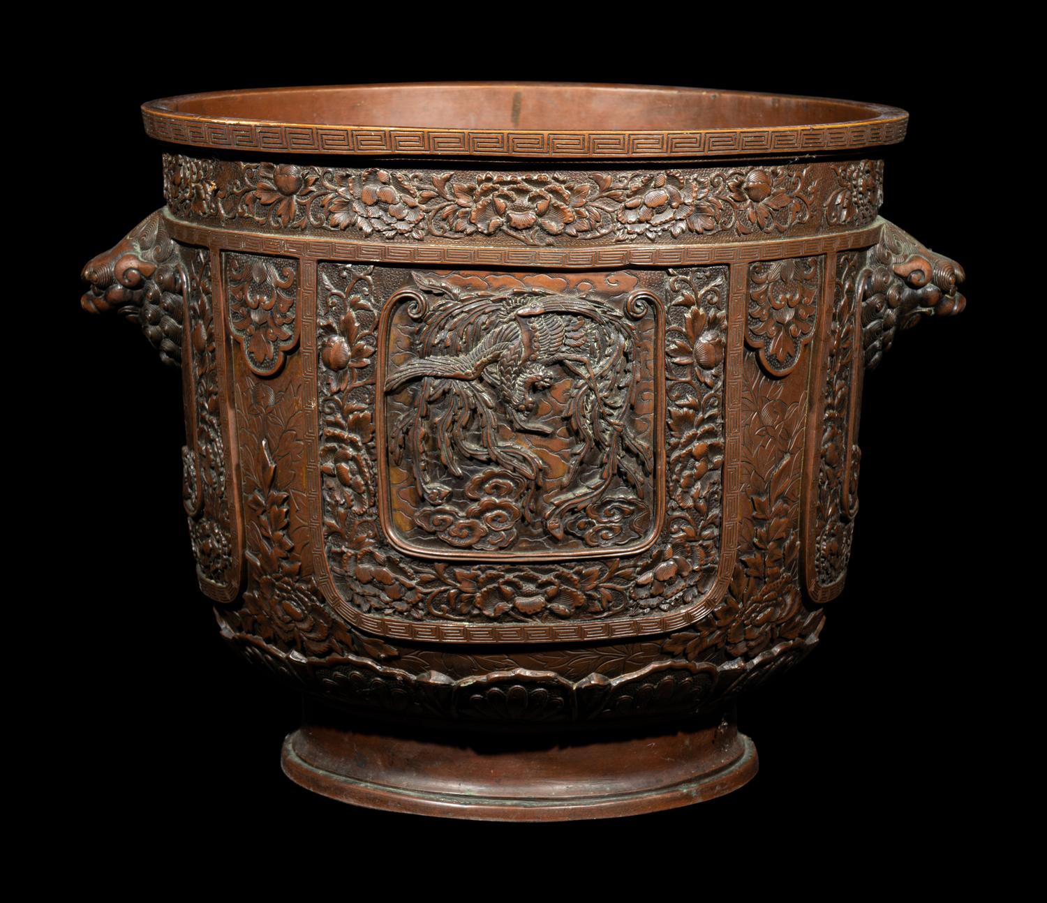 Two Japanese Bronze Planters